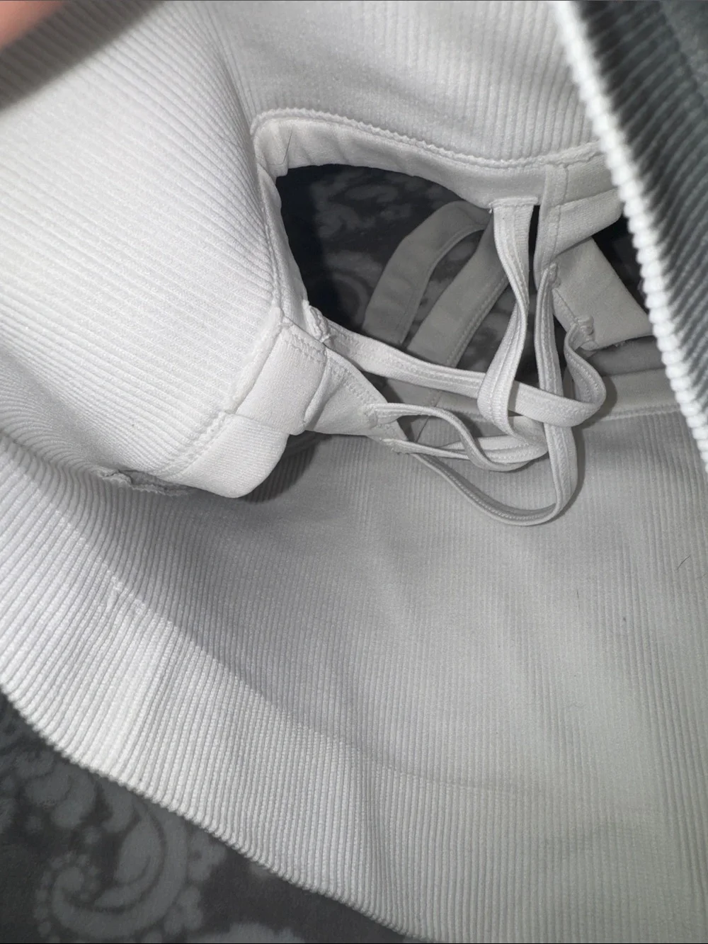 White Strappy Back Ribbed Bralette Sports Bra Tank